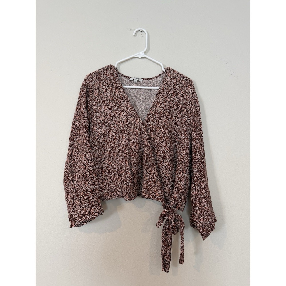 Madewell Burgundy Floral Side Tie Size 1X Blouse
